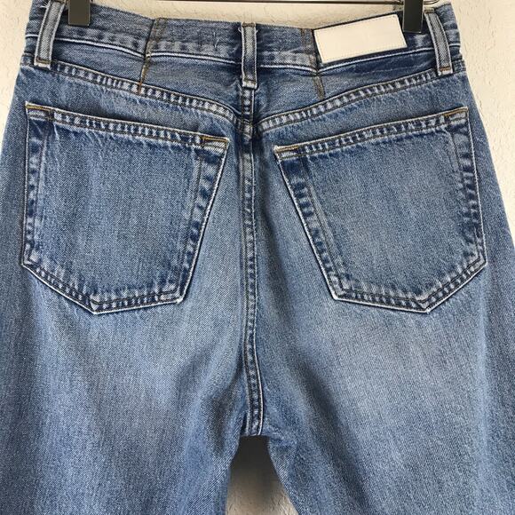 Re/Done Levi's High Rise Stove Pipe Medium Vain Upcycled Raw Hem Crop Jeans READ - Picture 4 of 14